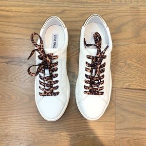 Steve Madden Motive White Sneaker with Snakeskin Laces